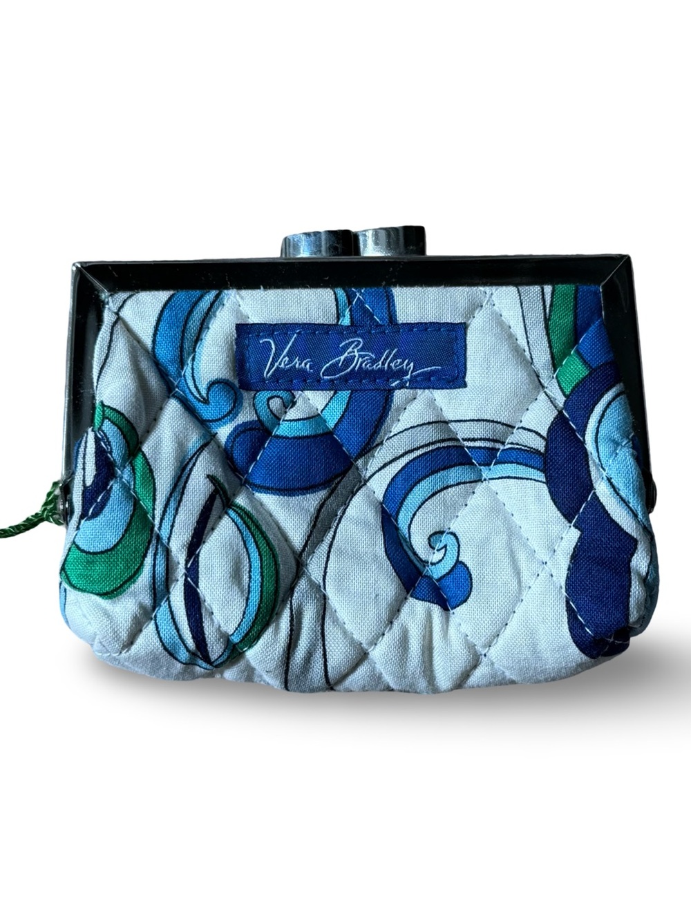 Vera Bradley Quilted Coin Purse in Blue & Teal Swirl Print